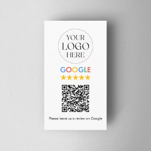 Tarjeta De Visita Código QR de reseña de Google con logotipo empresa