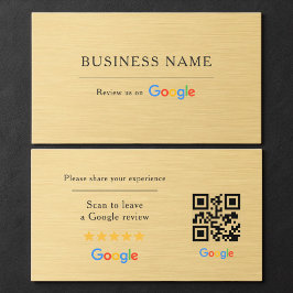 Tarjeta De Visita Código QR de reseña de Google en dorado metálico f
