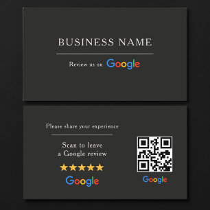 Tarjeta De Visita Código QR de reseña de Google negro