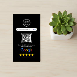 Tarjeta De Visita Código QR de reseña de Google negro elegante moder