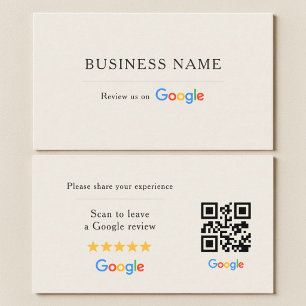 Tarjeta De Visita Código QR de reseña de Google neutral marfil
