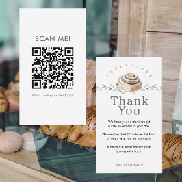 Tarjeta De Visita Código QR de reseña de rollo de canela botánico