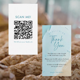 Tarjeta De Visita Código QR de reseña del océano azul abstracto
