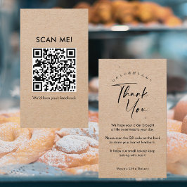 Tarjeta De Visita Código QR de reseñas con tipografía Kraft minimali