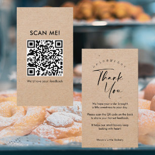 Tarjeta De Visita Código QR de reseñas con tipografía Kraft minimali
