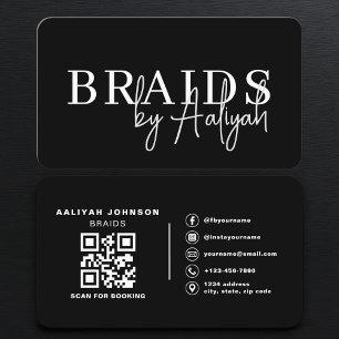 Tarjeta De Visita Código QR de reserva de trenzas de cabello