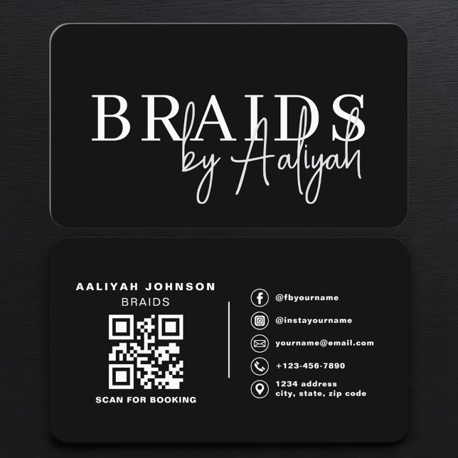 Tarjeta De Visita Código QR de reserva de trenzas de cabello (Subido por el creador)