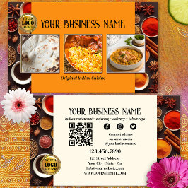 Tarjeta De Visita Código QR de restaurante indio Foto Redes sociales