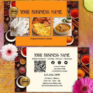Tarjeta De Visita Código QR de restaurante indio Foto Redes sociales