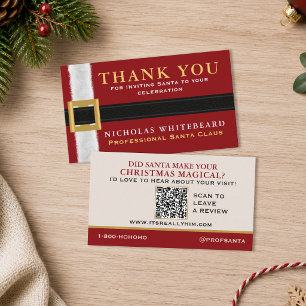 Tarjeta De Visita Código QR de revisión de agradecimiento de Santa p