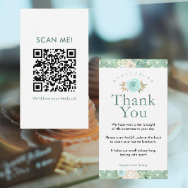 Tarjeta De Visita Código QR de revisión de hojas botánicas verde men