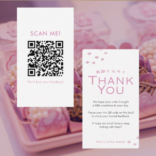 Tarjeta De Visita Código QR de revisión Minimalista con brillo rosa