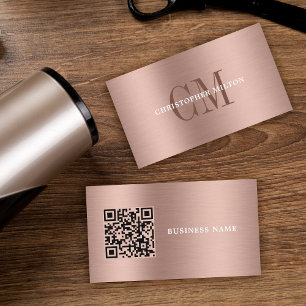 Tarjeta De Visita Código Qr de Rosa Brushed Metálico Profesional Mín