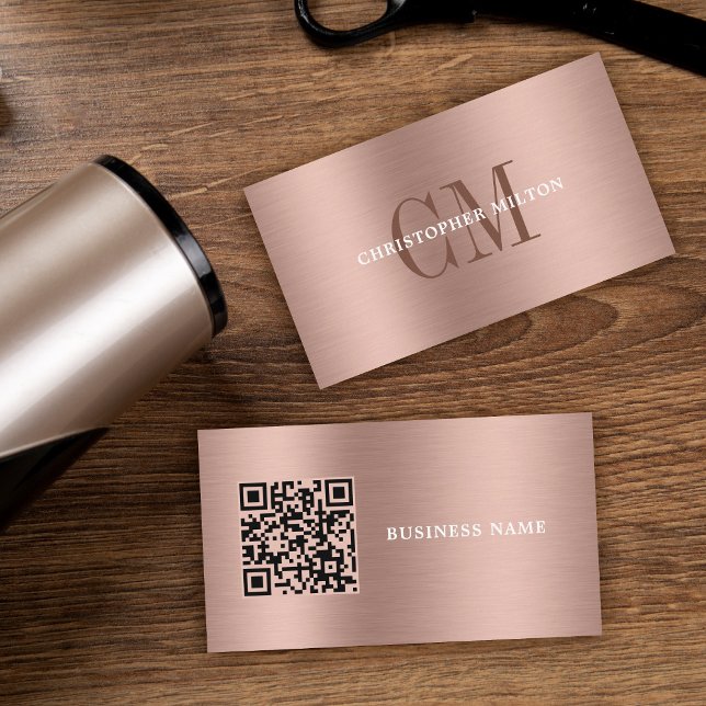 Tarjeta De Visita Código Qr de Rosa Brushed Metálico Profesional Mín (Subido por el creador)