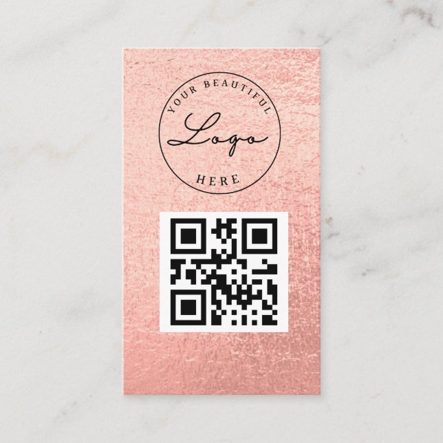 Tarjeta De Visita Código QR de Rosa de logotipo profesional (Anverso)