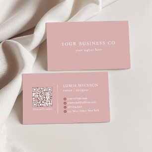 Tarjeta De Visita Código QR de Rosa Elegante Minimalista Moderna