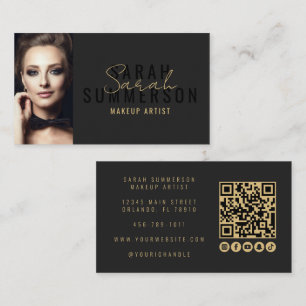 Tarjeta De Visita Código QR de Salón de Belleza de Artista de Maquil