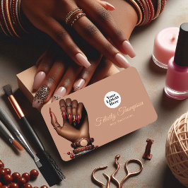 Tarjeta De Visita Código QR de Salón de Manicura Afroamericano