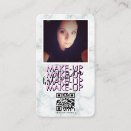 Tarjeta De Visita Código QR de Salón de Maquillaje de Mármol Foto Ro