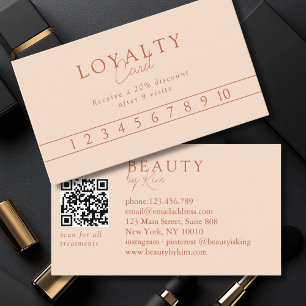 Tarjeta De Visita Código QR de salón elegante minimalista melocotón