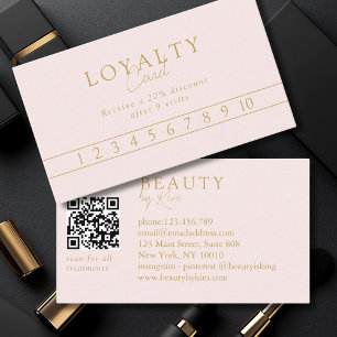 Tarjeta De Visita Código QR de salón elegante minimalista rosa y dor