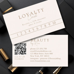 Tarjeta De Visita Código QR de Salón Minimalista Elegante Beige y Ma