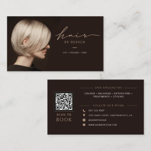 Tarjeta De Visita Código QR de Salón Moderno para Peluquero