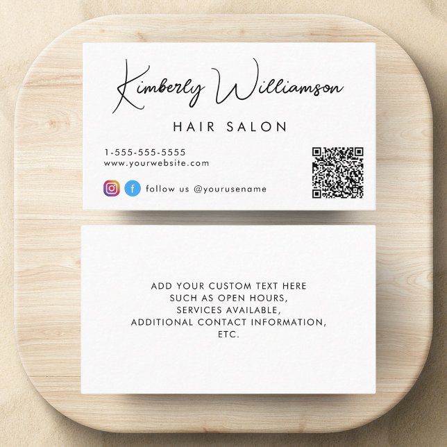 Tarjeta De Visita Código QR de script de firma (Empower your name in our signature script as your logo and brand identity)