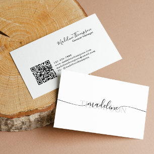 Tarjeta De Visita Código QR de secuencia de nombre de monograma mini