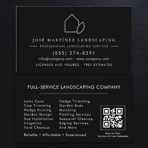 Tarjeta De Visita Código QR de Servicio de Césped Elegante Jardinerí