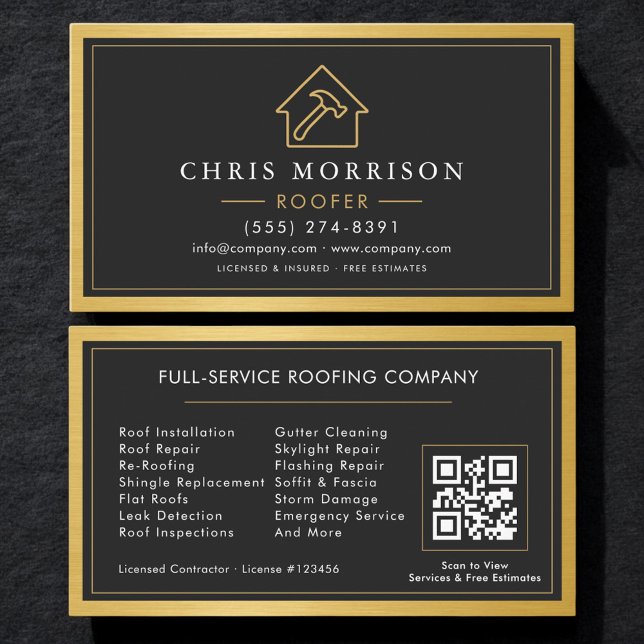 Tarjeta De Visita Código QR de Servicio de Techos (Subido por el creador)