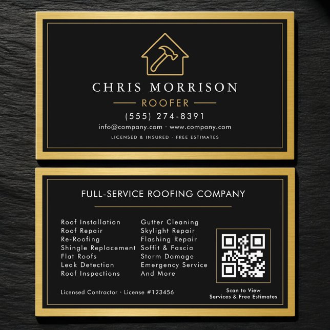 Tarjeta De Visita Código QR de Servicio de Techos Profesional (Subido por el creador)