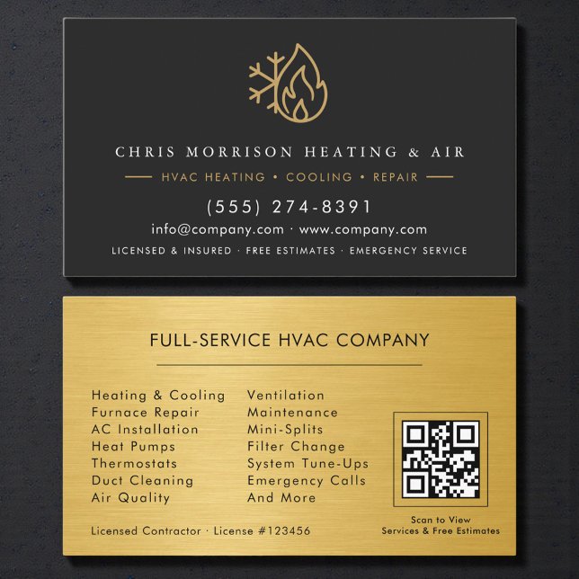 Tarjeta De Visita Código QR de servicio e instalación de HVAC (Subido por el creador)