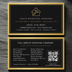 Tarjeta De Visita Código QR de Servicios de Construcción y Techos Bl