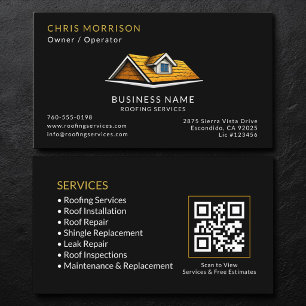 Tarjeta De Visita Código QR de Servicios de Cubiertas Black Roofer