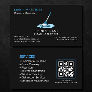 Tarjeta De Visita Código QR de Servicios de Limpieza Comercial