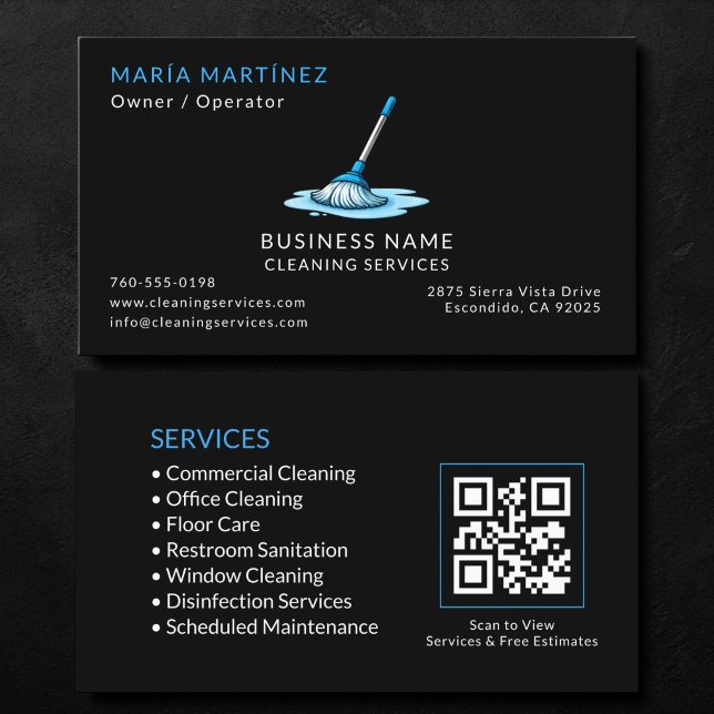 Tarjeta De Visita Código QR de Servicios de Limpieza Comercial (Subido por el creador)