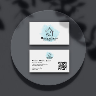 Tarjeta De Visita Código QR de Servicios de Limpieza de Casa Minimal