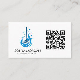 Tarjeta De Visita Código QR de servicios de limpieza modernos con lo