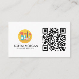 Tarjeta De Visita Código QR de Servicios de Limpieza Modernos Minima