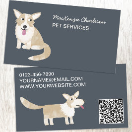 Tarjeta De Visita Código QR de Servicios de Mascota de perros