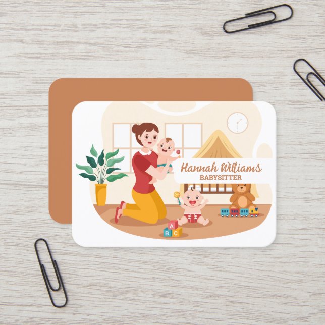 Tarjeta De Visita Código QR de Servicios de Niñera (Anverso/Reverso In Situ)