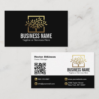 Tarjeta De Visita Código QR de Servicios de Paisaje del Árbol Dorado