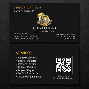 Tarjeta De Visita Código QR de Servicios de Pintor Negro