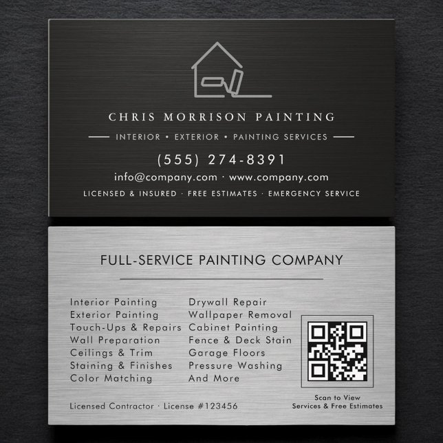 Tarjeta De Visita Código QR de Servicios de Pintura Modernos (Subido por el creador)