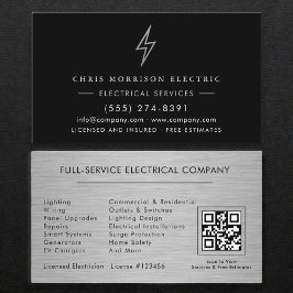 Tarjeta De Visita Código QR de Servicios Eléctricos Profesional