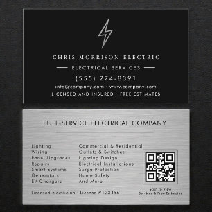 Tarjeta De Visita Código QR de Servicios Eléctricos Profesional