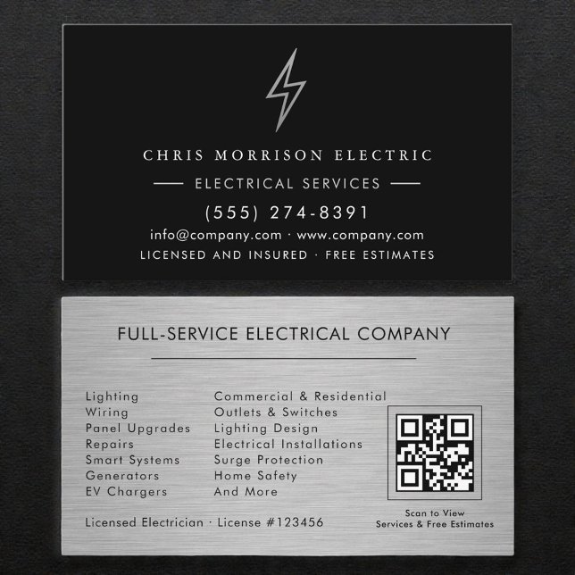 Tarjeta De Visita Código QR de Servicios Eléctricos Profesional (Subido por el creador)