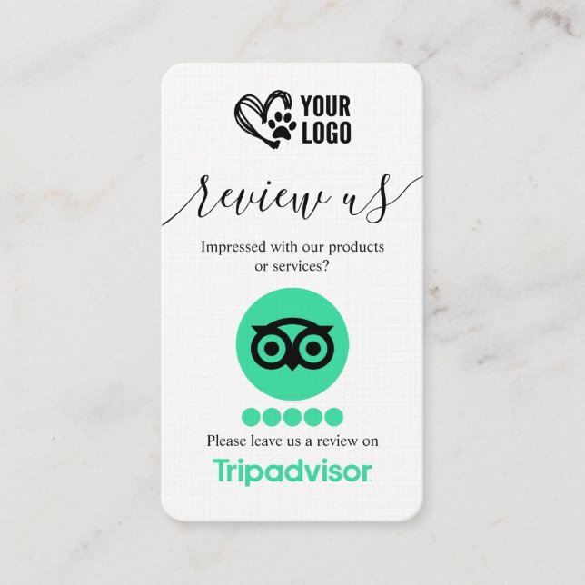 Tarjeta De Visita Código QR de solicitud de revisión de TripAdvisor  (Anverso)