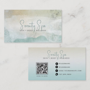 Tarjeta De Visita Código QR de Spa de Acuarela Moderna